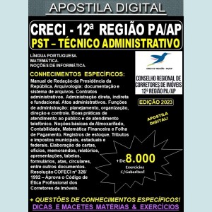 Apostila CRECI 12ª REGIÃO PA/AP - Profissional de Suporte Técnico - TÉCNICO ADMINISTRATIVO - Teoria + 8.000 Exercícios - Concurso 2023