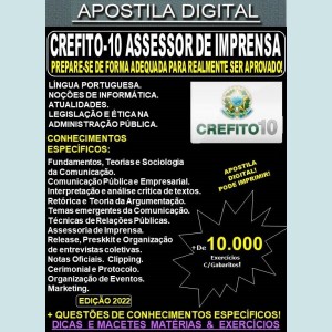 Apostila CREFITO 10 - ASSESSOR de IMPRENSA - Teoria + 10.000 Exercícios - Concurso 2022
