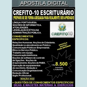 Apostila CREFITO 10 - ESCRITURÁRIO - Teoria + 8.500 Exercícios - Concurso 2022