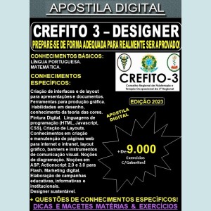 Apostila CREFITO-3 - DESIGNER - Teoria + 9.000 exercícios - Concurso 2023