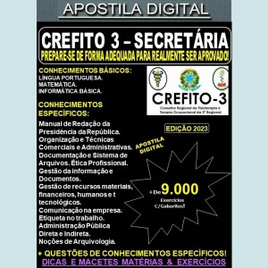 Apostila CREFITO-3 - SECRETÁRIA - Teoria + 9.000 exercícios - Concurso 2023