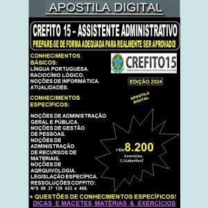 Apostila CREFITO-15 - ASSISTENTE ADMINISTRATIVO - Teoria + 8.200 Exercícios - Concurso 2024