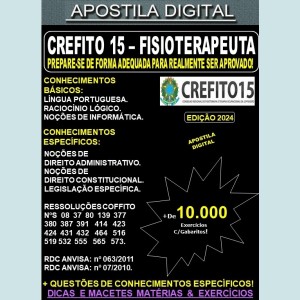 Apostila CREFITO-15 - FISIOTERAPEUTA - Teoria + 10.000 Exercícios - Concurso 2024