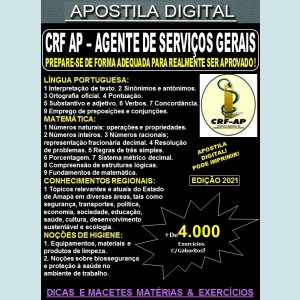 Apostila CRF AP - AGENTE de SERVIÇOS GERAIS - Teoria + 4.000 Exercícios - Concurso 2021