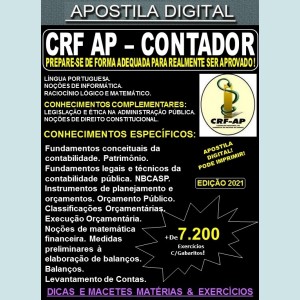 Apostila CRF AP - CONTADOR - Teoria + 7.200 Exercícios - Concurso 2021