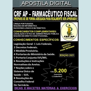 Apostila CRF AP - FARMACÊUTICO FISCAL - Teoria + 5.200 Exercícios - Concurso 2021