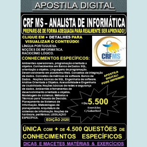 Apostila CRF MS - ANALISTA de INFORMÁTICA - Teoria + 5.500 Exercícios - Concurso 2020 