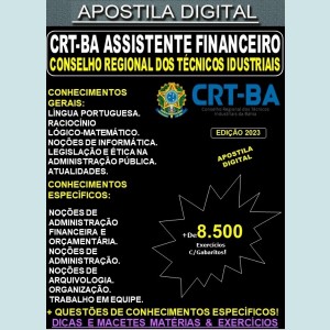 Apostila CRT-BA ASSISTENTE FINANCEIRO - Teoria + 8.500 Exercícios - Concurso 2023