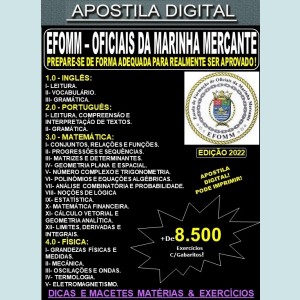 APOSTILA EFOMM - Escola de Oficiais da MARINHA MERCANTE - Teoria + 8.500 Exercícios - Concurso 2022