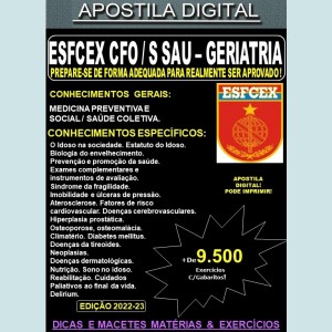 Apostila ESFCEX CFO / S Sau - GERIATRIA - EXÉRCITO - Teoria + 9.500 Exercícios - Concurso 2024-25