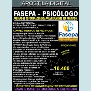 Apostila FASEPA - PSICÓLOGO - Teoria +10.400 Exercícios - Concurso 2023