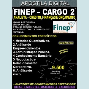 Apostila FINEP - Cargo 2: Analista - CRÉDITO, FINANÇAS e ORÇAMENTO - Teoria + 9.500 Exercícios - Concurso 2023