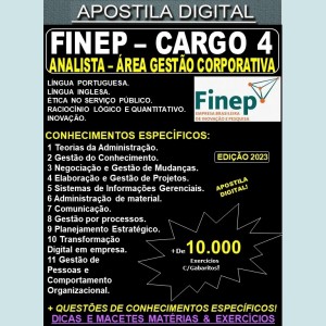 Apostila FINEP - Cargo 4: Analista - GESTÃO CORPORATIVA - Teoria + 10.000 Exercícios - Concurso 2023