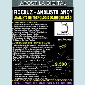 Apostila FIOCRUZ - Analista ANO7 - ANALISTA de TI - Teoria + 9.500 Exercícios - Concurso 2023