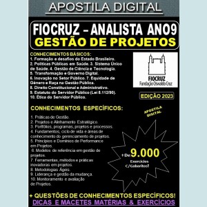 Apostila FIOCRUZ - Analista ANO9 - GESTÃO DE PROJETOS - Teoria + 9.000 Exercícios - Concurso 2023