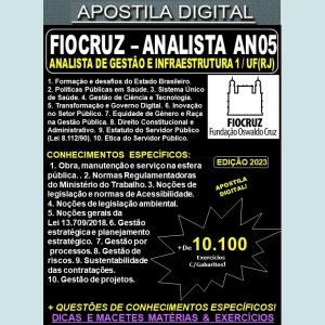 Apostila FIOCRUZ - Analista ANO5 - GESTÃO em INFRAESTRUTURA - Teoria + 10.100 Exercícios - Concurso 2023