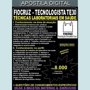 Apostila FIOCRUZ - Tecnologista TE30 - TÉCNICAS LABORATORIAS em SAÚDE - Teoria + 8.000 Exercícios - Concurso 2023