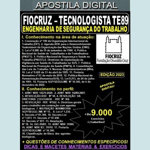 Apostila FIOCRUZ - Tecnologista TE89 - ENGENHARIA de SEGURANÇA do TRABALHO - Teoria + 9.000 Exercícios - Concurso 2023