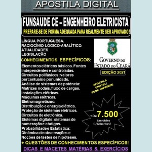 Apostila FUNSAUDE CE - ENGENHEIRO ELETRICISTA - Teoria + 7.500 Exercícios - Concurso 2021
