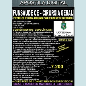 Apostila FUNSAUDE CE - CIRURGIA GERAL - Teoria + 7.200 Exercícios - Concurso 2021