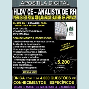 Apostila HLDV CE - ANALISTA DE RH - Teoria + 5.200 Exercícios - Concurso 2020