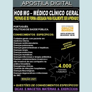 Apostila HOB MG - MÉDICO CLÍNICO GERAL - Teoria + 4.000 Exercícios - Concurso 2021