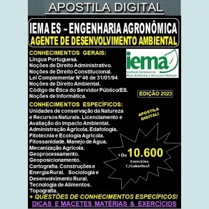 Apostila IEMA ES - Agente de Desenvolvimento Ambiental - ENGENHARIA AGRONÔMICA - Teoria + 10.600 Exercícios - Concurso 2023