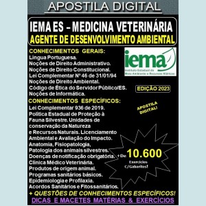 Apostila IEMA ES - Agente de Desenvolvimento Ambiental - MEDICINA VETERINÁRIA - Teoria + 10.600 Exercícios - Concurso 2023