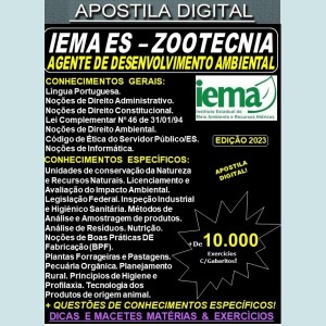 Apostila IEMA ES - Agente de Desenvolvimento Ambiental - ZOOTECNIA - Teoria + 10.000 Exercícios - Concurso 2023