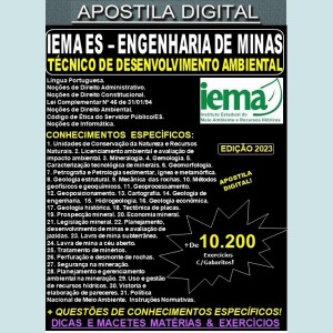 Apostila IEMA ES - Agente de Desenvolvimento Ambiental - ENGENHARIA de MINAS - Teoria + 10.200 Exercícios - Concurso 2023