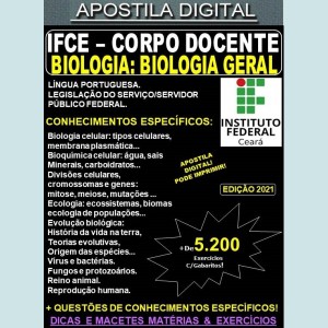 Apostila IFCE - CORPO DOCENTE - BIOLOGIA: BIOLOGIA GERAL - Teoria + 5.200 Exercícios - Concurso 2021