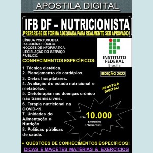 Apostila IFB DF - NUTRICIONISTA - Teoria + 10.000 Exercícios - Concurso 2022