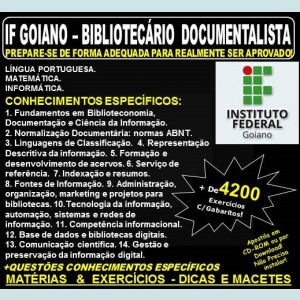 Apostila IF GOIANO - BIBLIOTECÁRIO DOCUMENTALISTA - Teoria + 4.200 Exercícios - Concurso 2019
