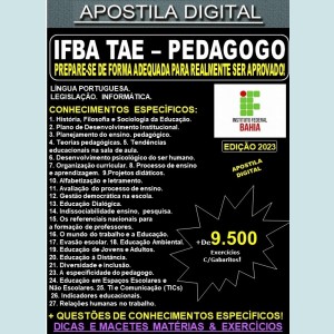Apostila IFBA TAE - PEDAGOGO - Teoria + 9.500 Exercícios - Concurso 2023