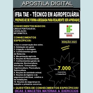 Apostila IFBA TAE - Técnico em AGROPECUÁRIA - Teoria + 7.000 Exercícios - Concurso 2023
