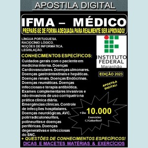 Apostila IFMA 2023  - MÉDICO - Teoria +10.000 Exercícios - Concurso 2023