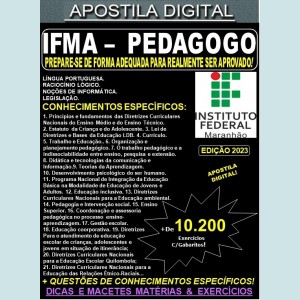 Apostila IFMA 2023  - PEDAGOGO - Teoria +10.200 Exercícios - Concurso 2023
