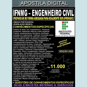 Apostila IFNMG - ENGENHEIRO CIVIL - Teoria + 11.000 Exercícios - Concurso 2022