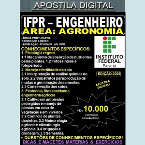 Apostila IFPR - ENGENHEIRO / Área AGRONOMIA - Teoria + 10.000 Exercícios - Concurso 2023