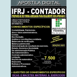 Apostila IFRJ - CONTADOR - Teoria + 7.500 Exercícios - Concurso 2021