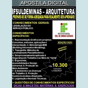 Apostila IFSULDEMINAS - ARQUITETURA - Teoria + 10.300 Exercícios - Concurso 2023