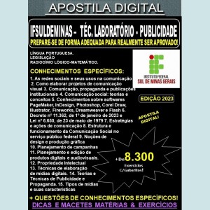 Apostila IFSULDEMINAS - TÉCNICO de LABORATÓRIO - PUBLICIDADE - Teoria + 8.300 Exercícios - Concurso 2023