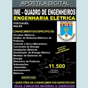 APOSTILA IME - QUADRO de ENGENHEIROS - ENGENHARIA ELÉTRICA - Teoria + 11.500 Exercícios - Concurso 2023
