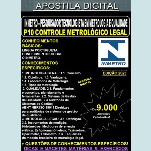 Apostila INMETRO - PESQUISADOR - P10 CONTROLE METROLÓGICO LEGAL - Teoria + 9.000 Exercícios - Concurso 2023
