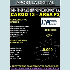 Apostila INPI Cargo 13 - ÁREA P2 - Pesquisador em Propriedade Industrial - Teoria + 9.000 Exercícios - Concurso 2023