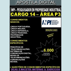 Apostila INPI Cargo 14 - ÁREA P3 - Pesquisador em Propriedade Industrial - Teoria + 6.000 Exercícios - Concurso 2023