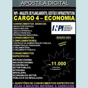 Apostila INPI Cargo 4 - Analista de Planejamento - ECONOMIA - Teoria + 11.000 Exercícios - Concurso 2023