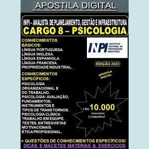 Apostila INPI Cargo 8 - Analista de Planejamento - PSICOLOGIA - Teoria + 10.000 Exercícios - Concurso 2023
