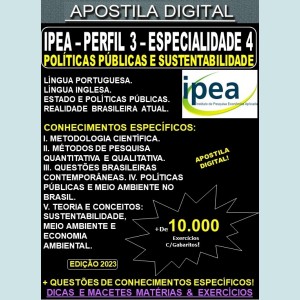 Apostila IPEA Perfil III - Especialidade 4 - POLÍTICAS PÚBLICAS e SUSTENTABILIDADE - Teoria + 10.000 Exercícios - Concurso 2023