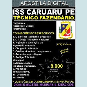 Apostila ISS CARUARU PE - TÉCNICO FAZENDÁRIO - Teoria + 8.000 Exercícios - Concurso 2023
